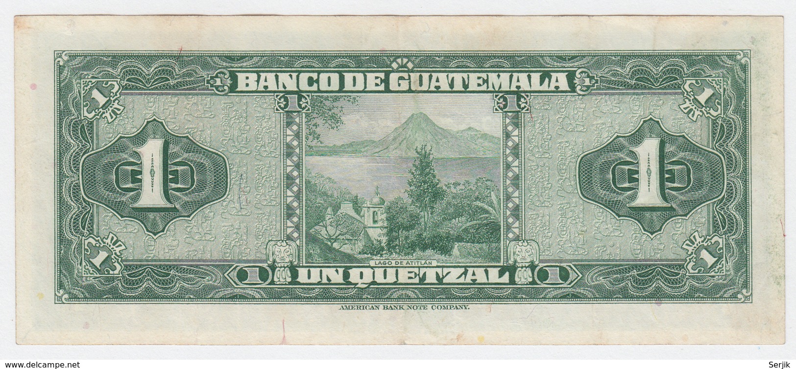 GUATEMALA 1 Quetzal 1958 VF+ Pick 36 - Guatemala