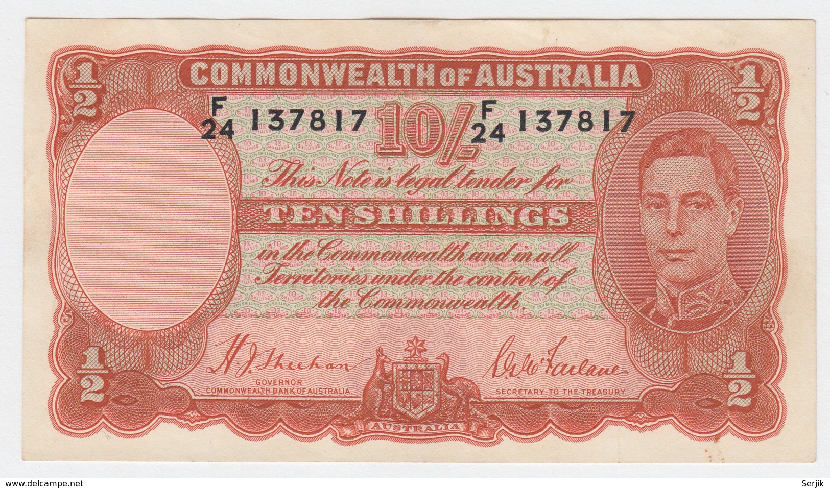 Australia 10 Shillings 1939 VF++ Pick 25a 25 A - 1933-39