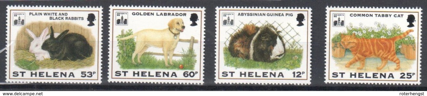 St Helena Mnh ** Animals Dog Cat Rabbit Set 1994 10 Euros - Isola Di Sant'Elena