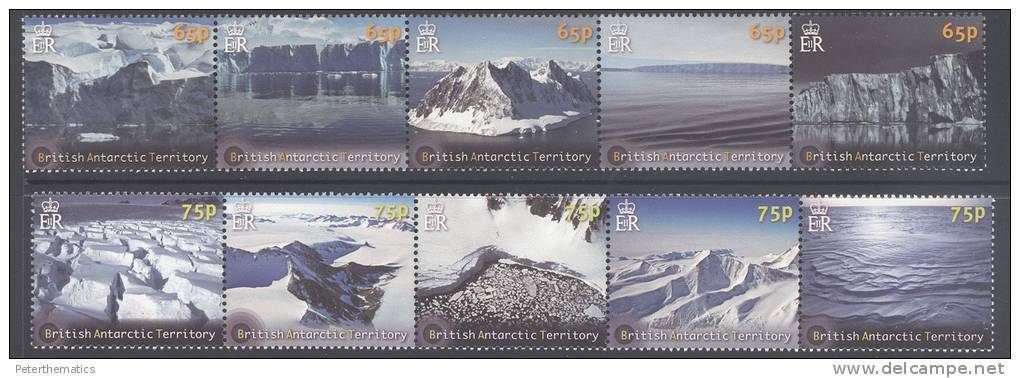 BRITISH ANTARCTIC TERRITORY, BAT, 2012,GLACIERS,A NTARCTIC LANDSCAPE  PHOTOS,10v , MNH,NICE - Other & Unclassified