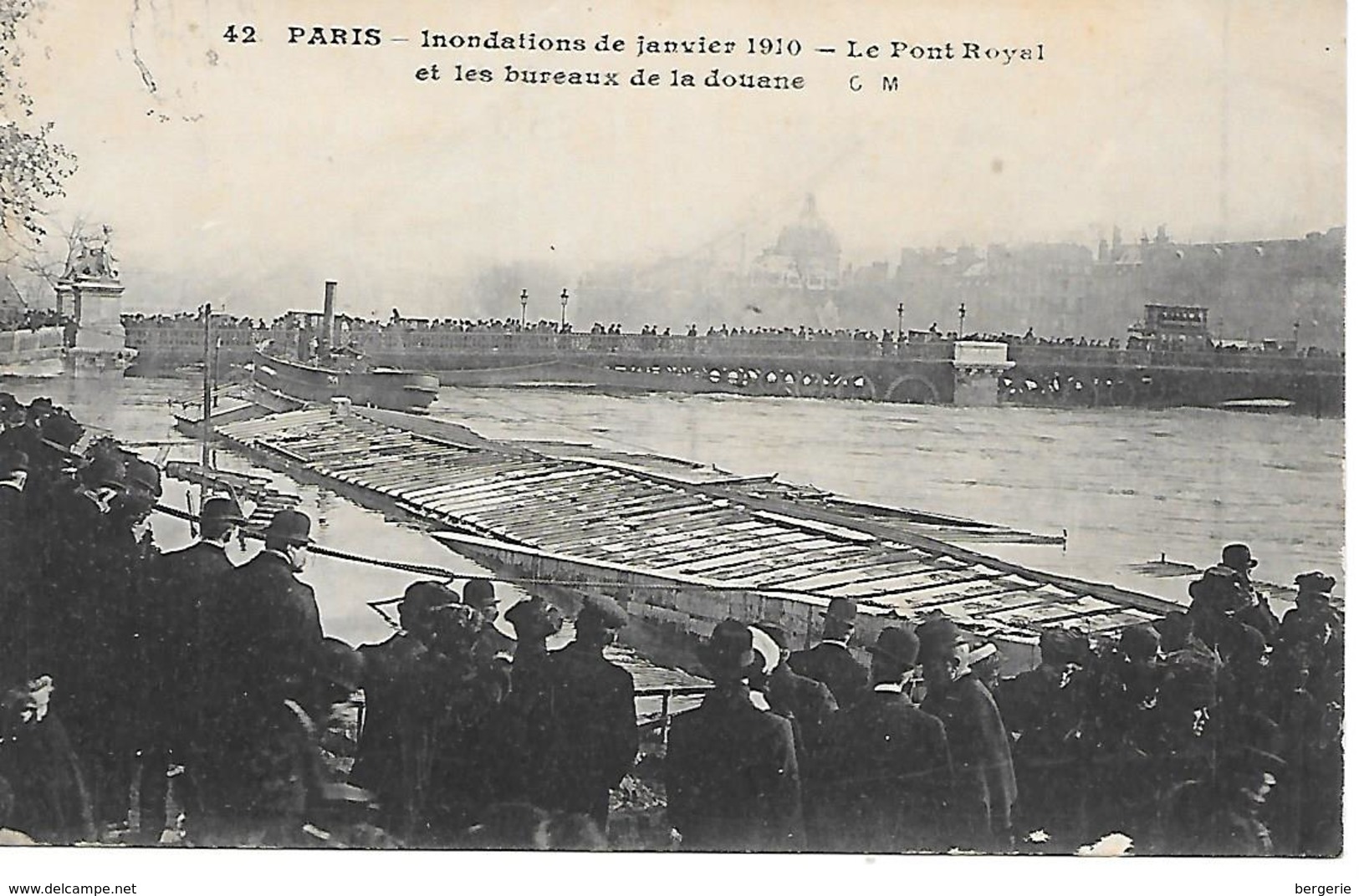 12/25    75   Paris    Inondations De Janvier 1910   Le Pont Royal & Les Bureaux De La Douane    (animations) - Inondations De 1910