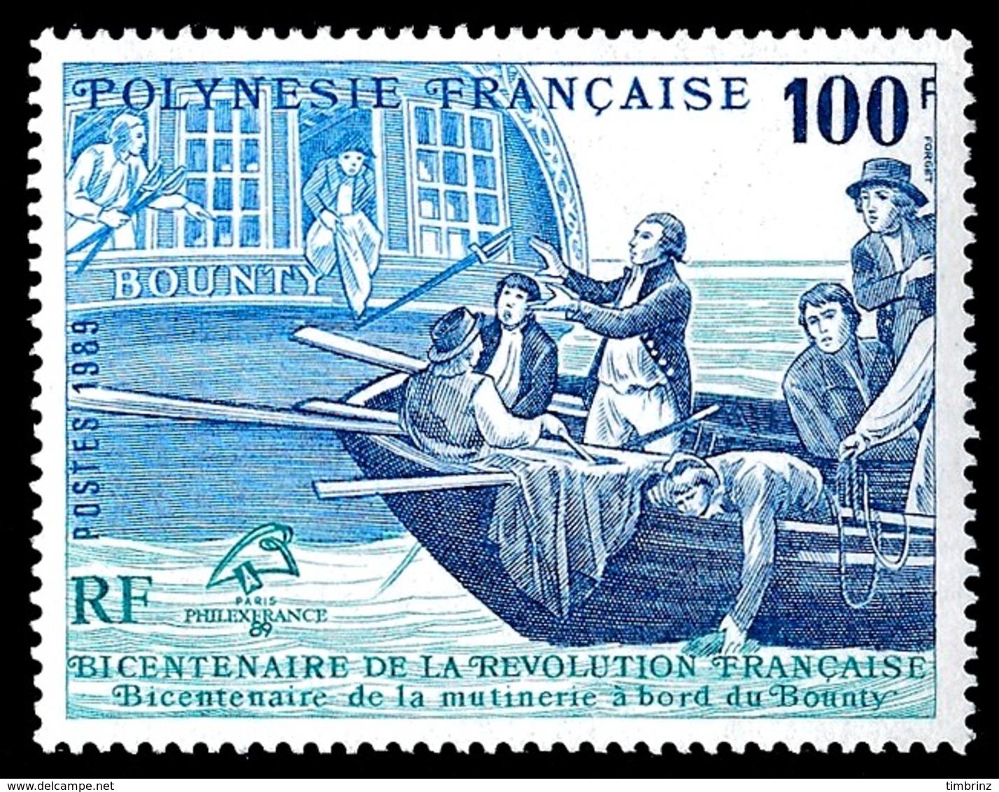 POLYNESIE 1989 - Yv. 336 **   Faciale= 0,84 EUR - Révolution Française. Bateau 'Bounty'  ..Réf.POL25040 - Neufs