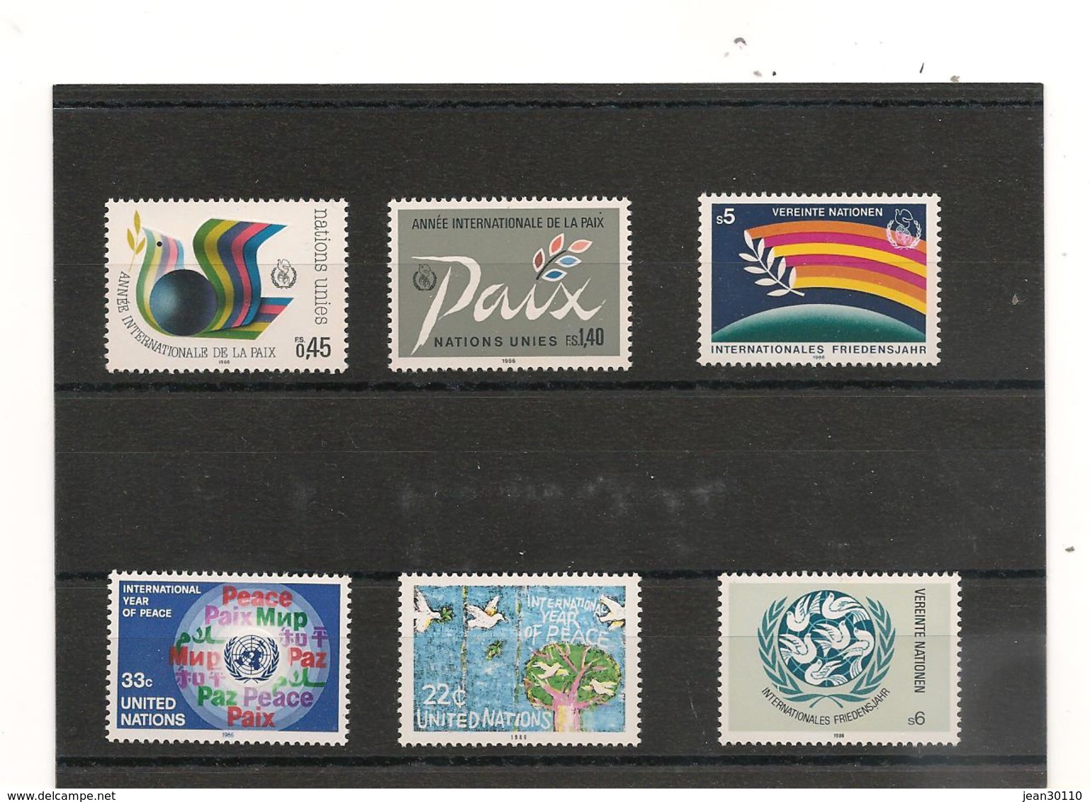 1986 ANNÉE INTERNATIONALE DE LA PAIX - Emissioni Congiunte New York/Ginevra/Vienna