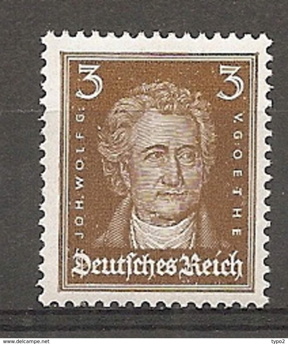 DR - Yv. N°  379 Mi:  385  ** MNH  3p  Goethe Brun  Cote  6 Euro TBE  2 Scans - Unused Stamps