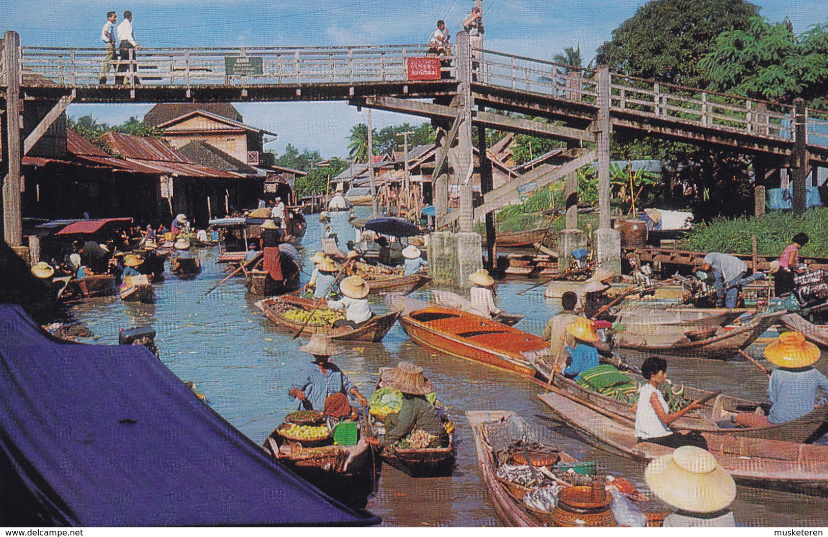 Thailand PPC Floating Market (Wat-Sai) Near Bangkok Phorn Thip No. 564 (Unused) (2 Scans) - Thaïlande