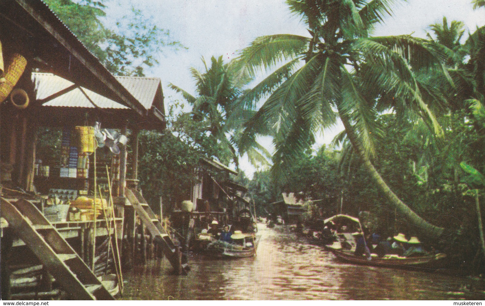 Thailand PPC No. 368 Dhornburi Bangkok Scenery Of The Floating Market (Unused) (2 Scans) - Thaïland