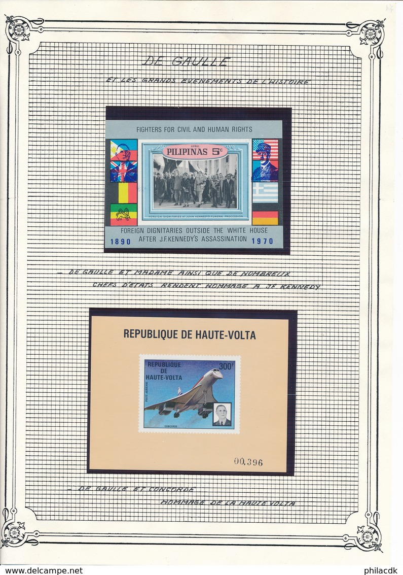 PHILIPPINES/HAUTE VOLTA - 2 BLOCS NEUFS NON DENTELES CONCORDE HOMMAGE JF KENNEDY - De Gaulle (General)