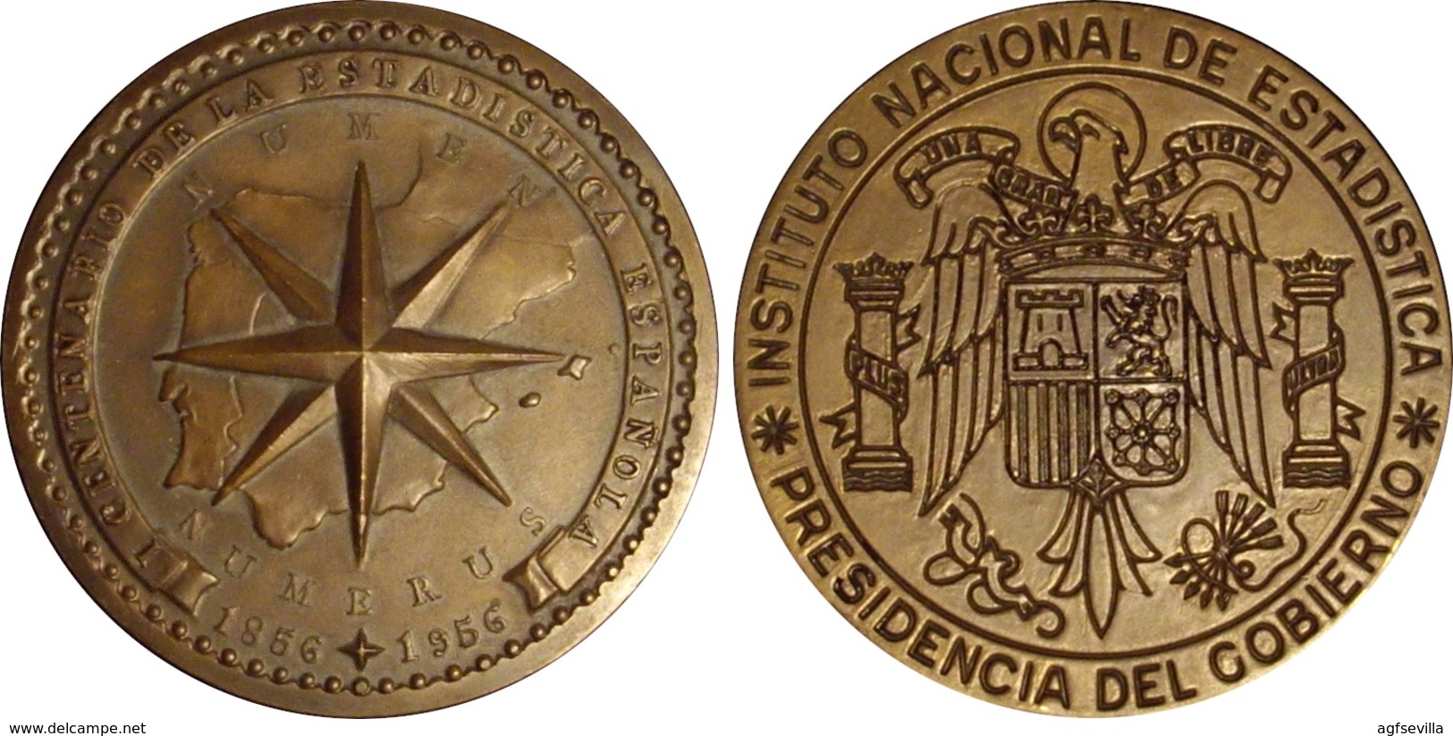 ESPAÑA. MEDALLA I CENTENARIO INSTITUTO NACIONAL DE ESTADÍSTICA. 1.956. BRONCE. ESPAGNE. SPAIN MEDAL - Profesionales/De Sociedad