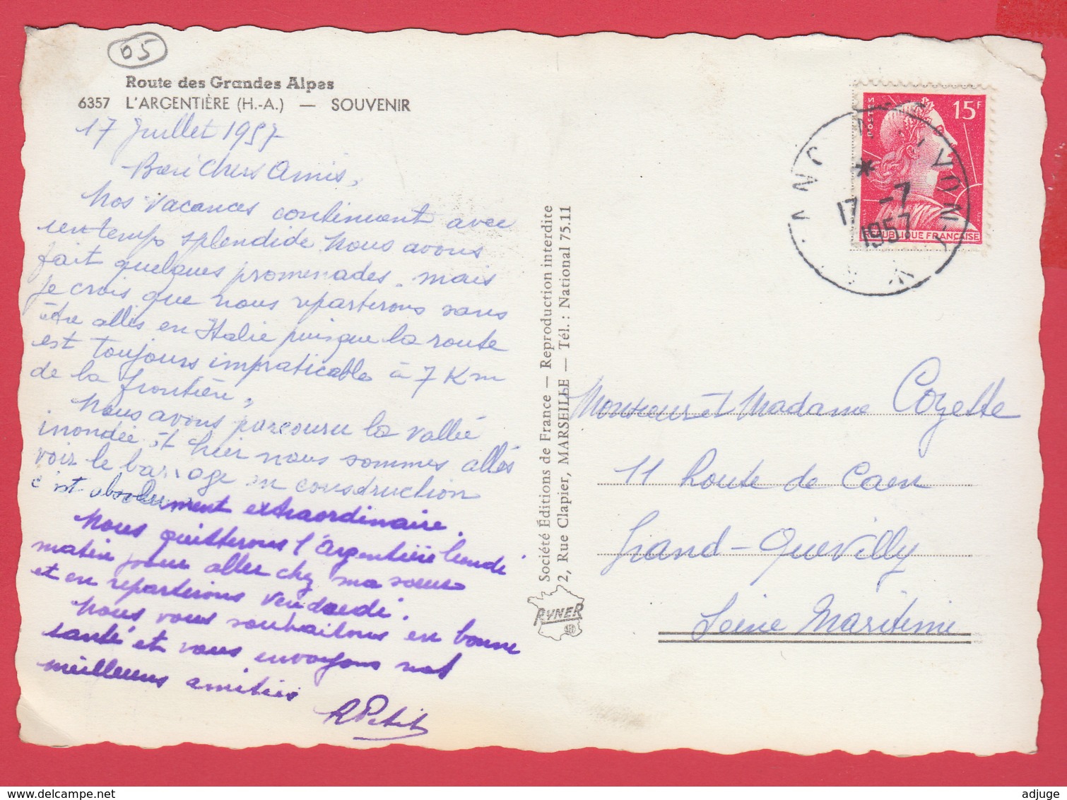 CPSM-05- L'ARGENTIÈRE La BESSÉE - Multivues Souvenir - Ann.50 -  * 2 SCAN- - L'Argentiere La Besse