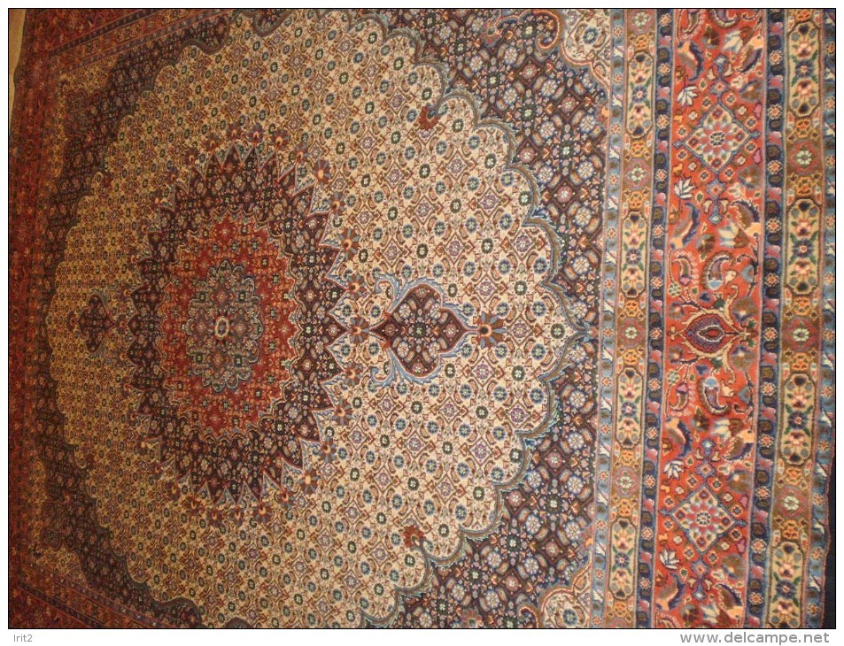 PERSIAN PERSIA CARPET MUD- Birjand ENTIRELY WITH GOOD HAND KNOTTED WOOL AND SILK INLAY KNOTS SERRATI EXTRA FINE - Alfombras & Tapiceria