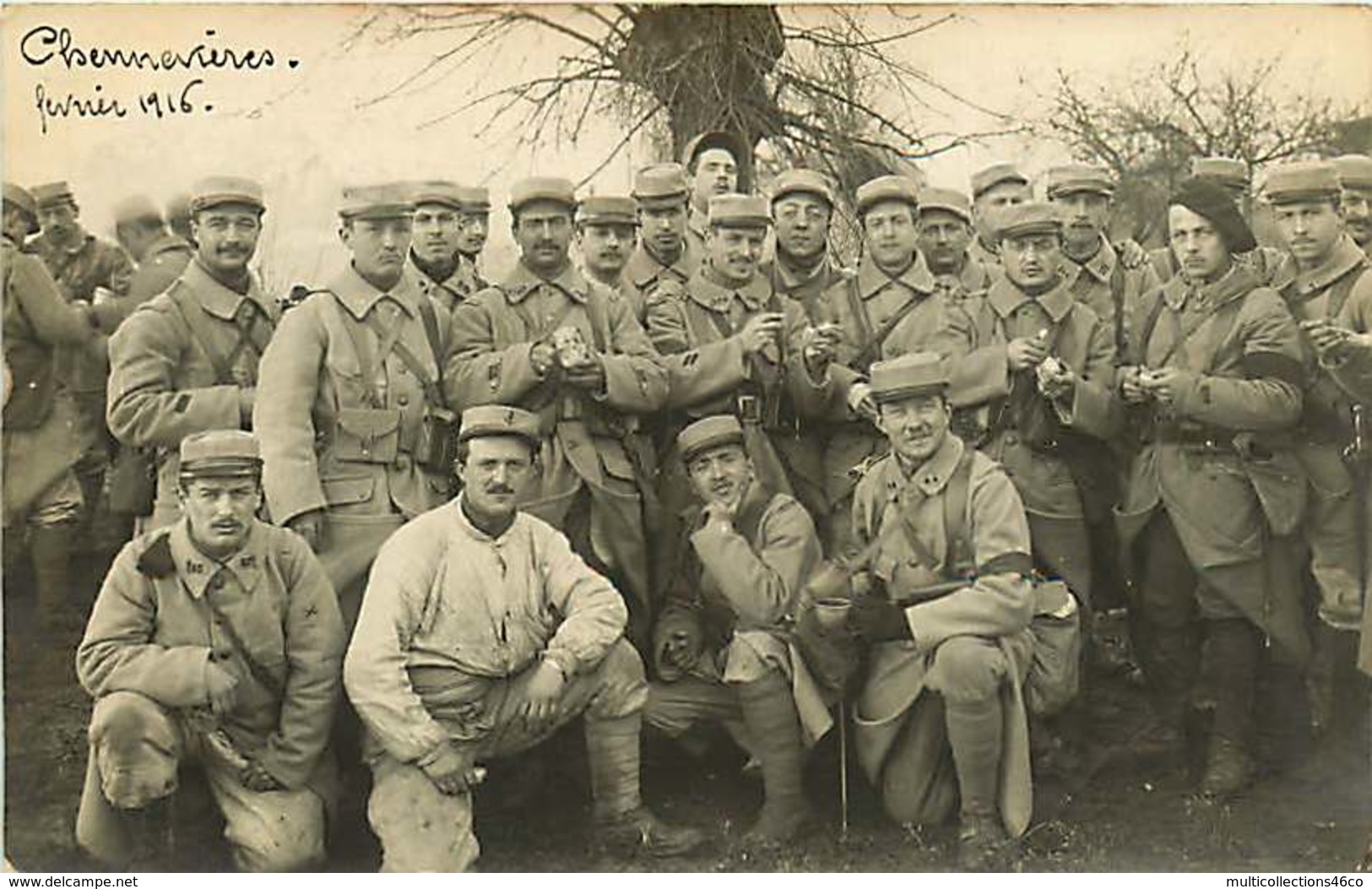 100120A - Carte Photo ED GEORGEON Villiers Sur Marne - 94 CHENNEVIERES Février 1916 Guerre 1914 18 Militaria Compagnie - Chennevieres Sur Marne