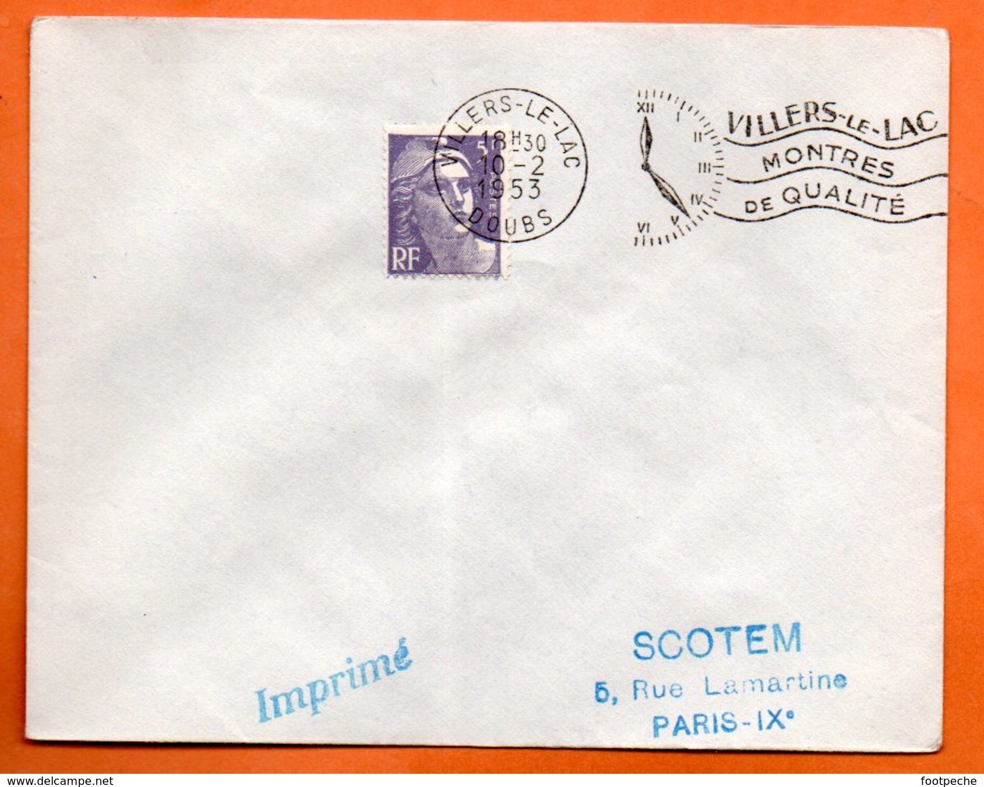 VILLERS LE LAC   MONTRES DE QUALITE  1953 Lettre Entière N° MN 116 - Mechanical Postmarks (Advertisement)