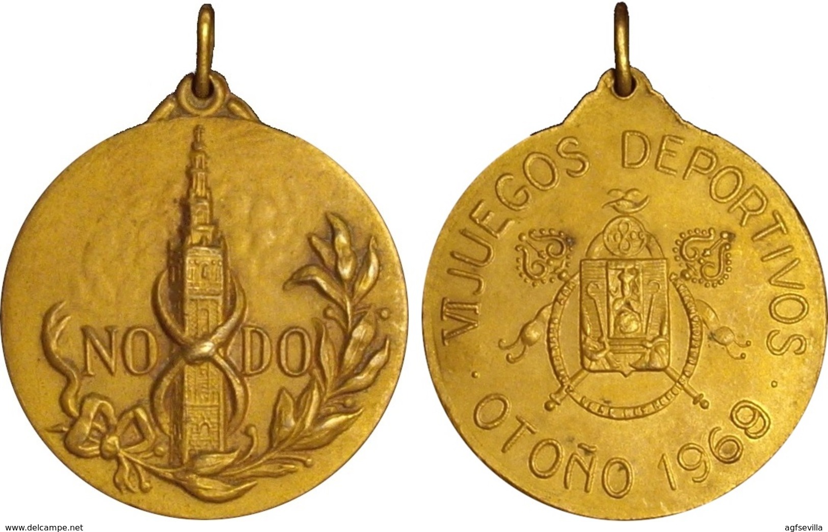 ESPAÑA. MEDALLA VI JUEGOS DEPORTIVOS. SEVILLA 1.969. BRONCE DORADO. ESPAGNE. SPAIN MEDAL - Professionnels/De Société