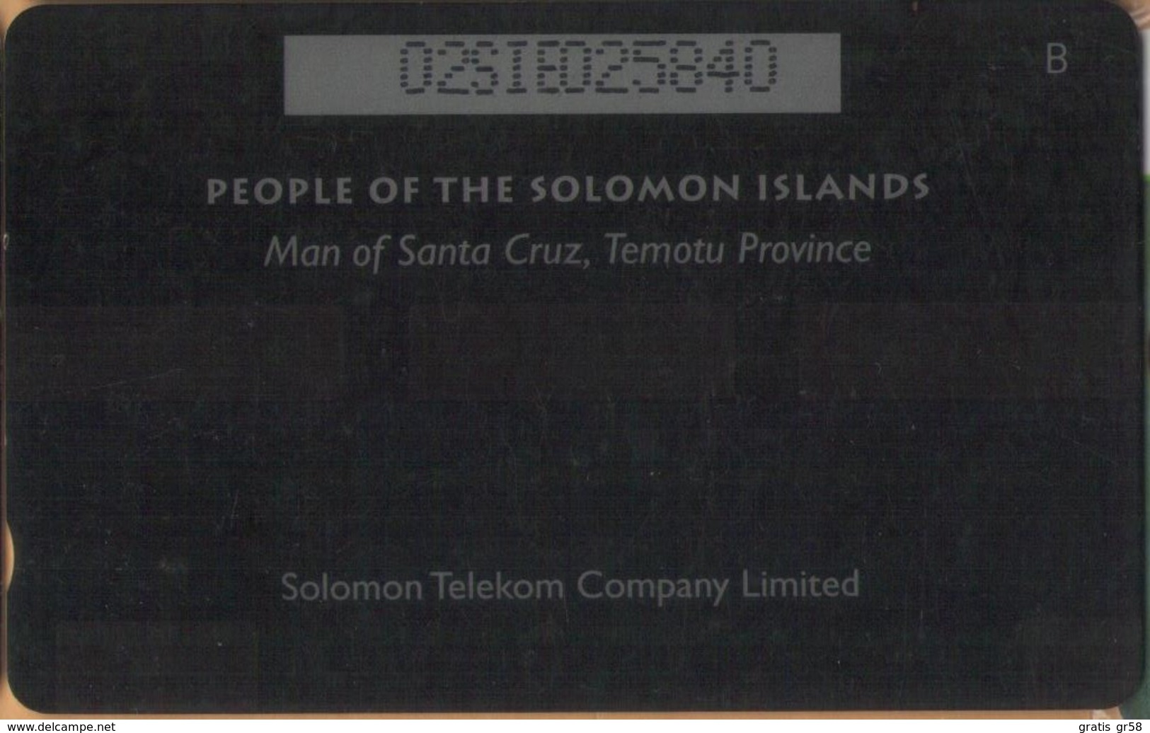 Solomon Island - SOL-08A, GPT, 02SIE , Man Of Santa Cruz Island (Letter B), 50 SI$, 1993, Used - Salomon