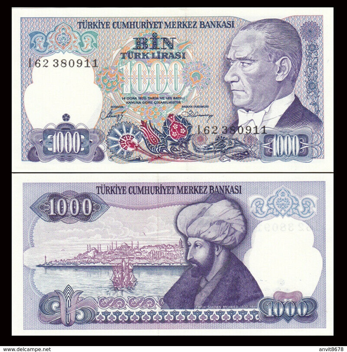 TURKEY 1000 LIRA  1986 UNC - Turkey