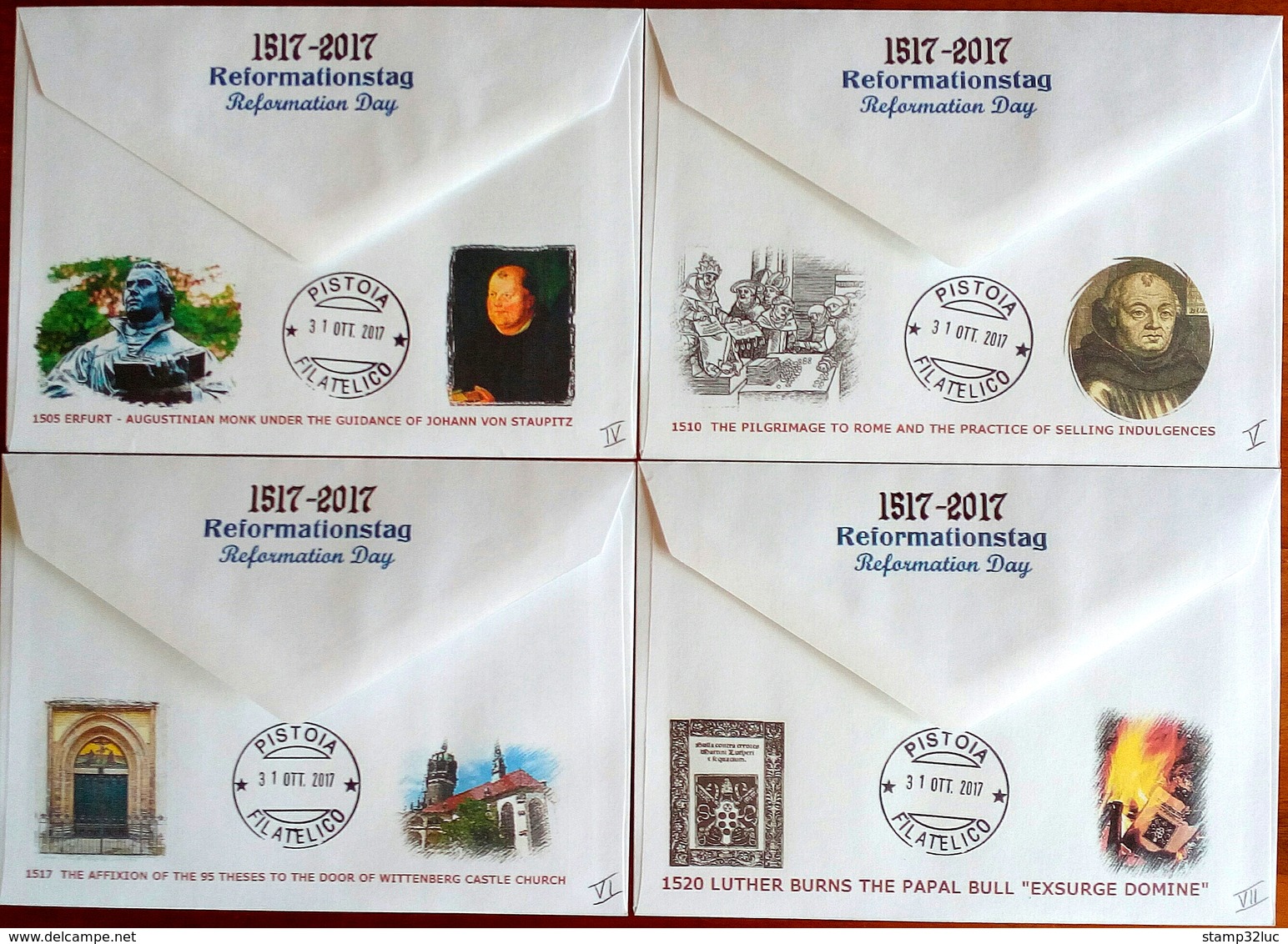 ITALY 2017 95 THESES Protestant Reformation MARTIN LUTHER Lutero Tesi Serie 11 Buste Fdc UNIQUE SET Pezzi Unici - FDC