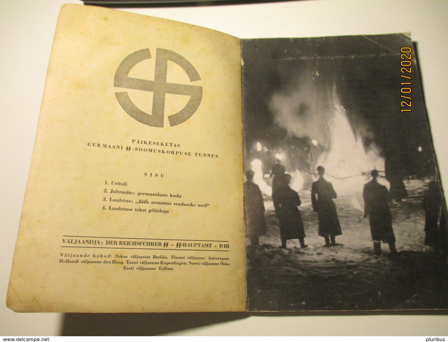 EXTR. RARE 100% ORIGINAL !!! 1943 ESTONIAN LEITHEFT SS URITULI , 0 - 1939-45