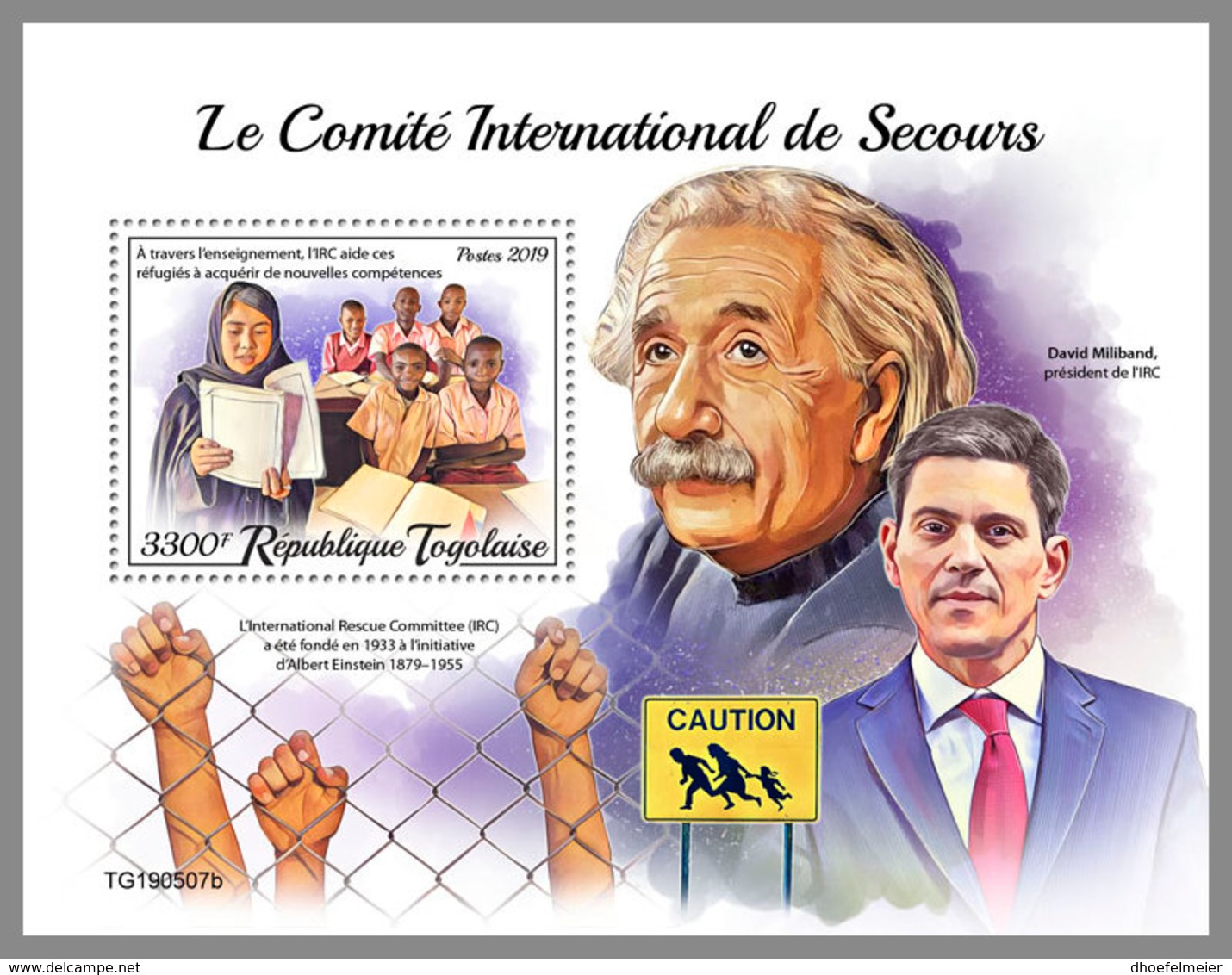 TOGO 2019 MNH Albert Einstein International Rescue Committee IRC S/S - IMPERFORATED - DH2001 - Albert Einstein