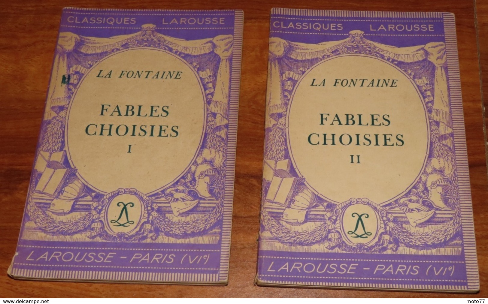 2 TOMES - LES FABLES DE LA FONTAINE - 1945 - Edition Larousse - Fables Choisies / 18 - Auteurs Français