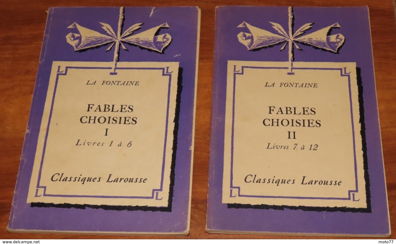 2 TOMES - LES FABLES DE LA FONTAINE - 1960 Et 1961 - Edition Larousse - Fables Choisies / 19 - Auteurs Français