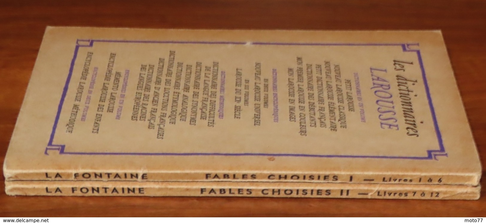 2 TOMES - LES FABLES DE LA FONTAINE - 1960 Et 1961 - Edition Larousse - Fables Choisies / 19 - Auteurs Français