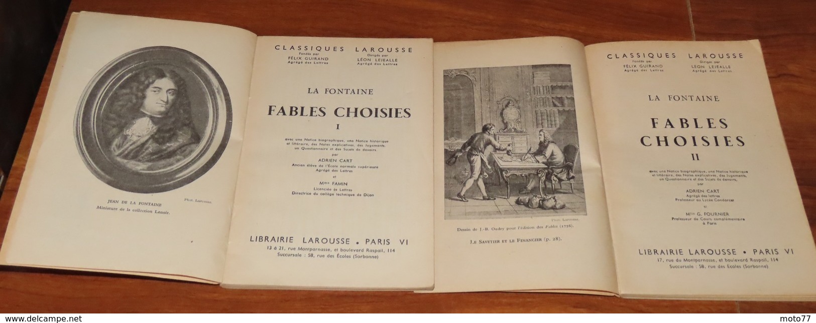 2 TOMES - LES FABLES DE LA FONTAINE - 1960 Et 1961 - Edition Larousse - Fables Choisies / 19 - Auteurs Français