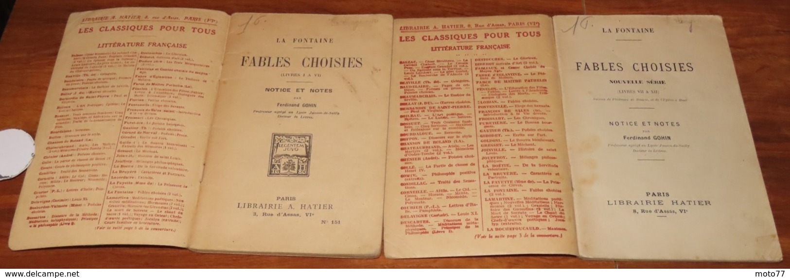 2 TOMES - LES FABLES DE LA FONTAINE - 1932 Et 1929 - Edition Hatier - Fables Choisies / 20 - Auteurs Français