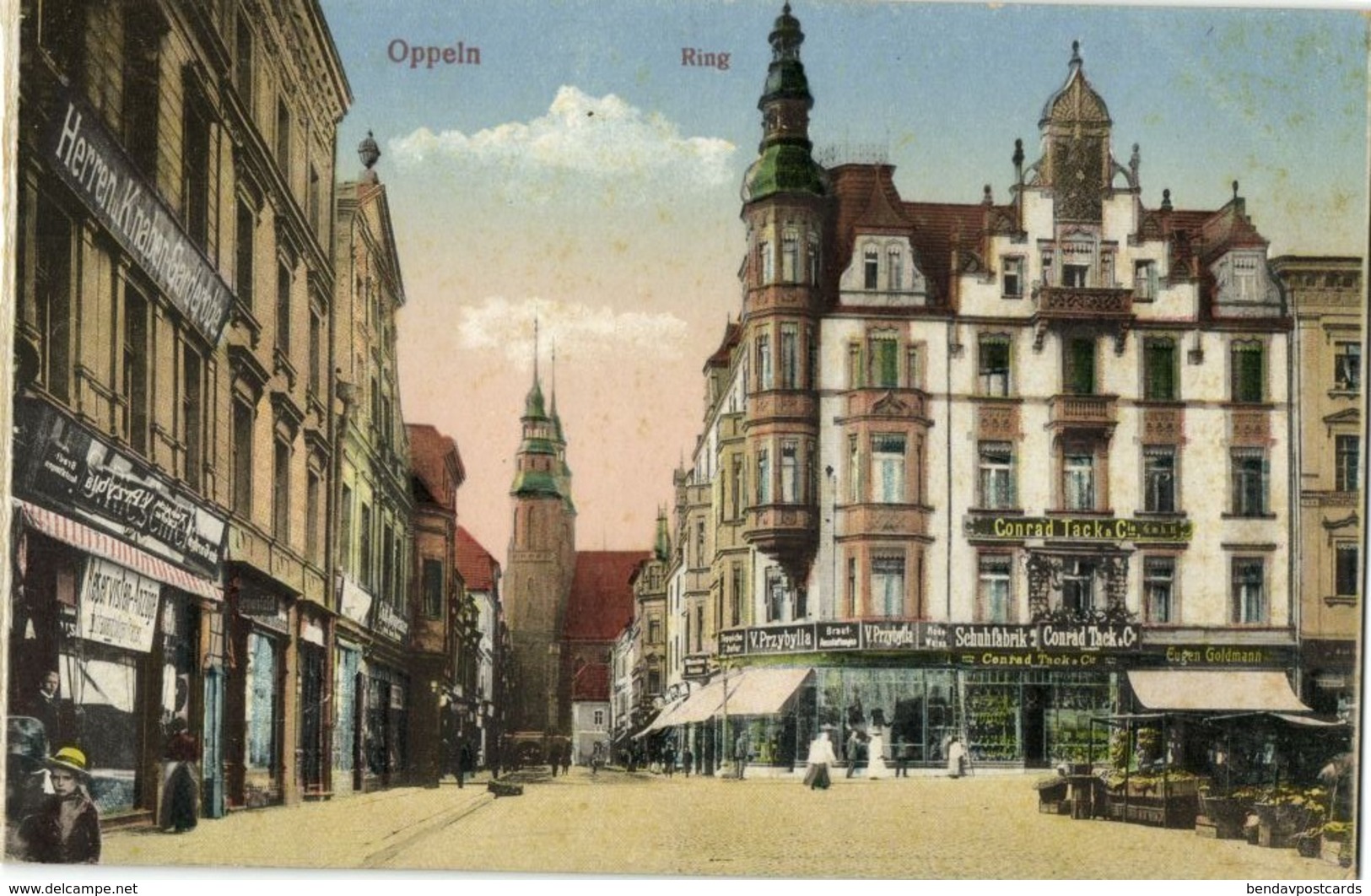 OPPELN OPOLE, Ring, Geschäften, Schuhfabrik Conrad Tack (1910s) Polen AK - Schlesien