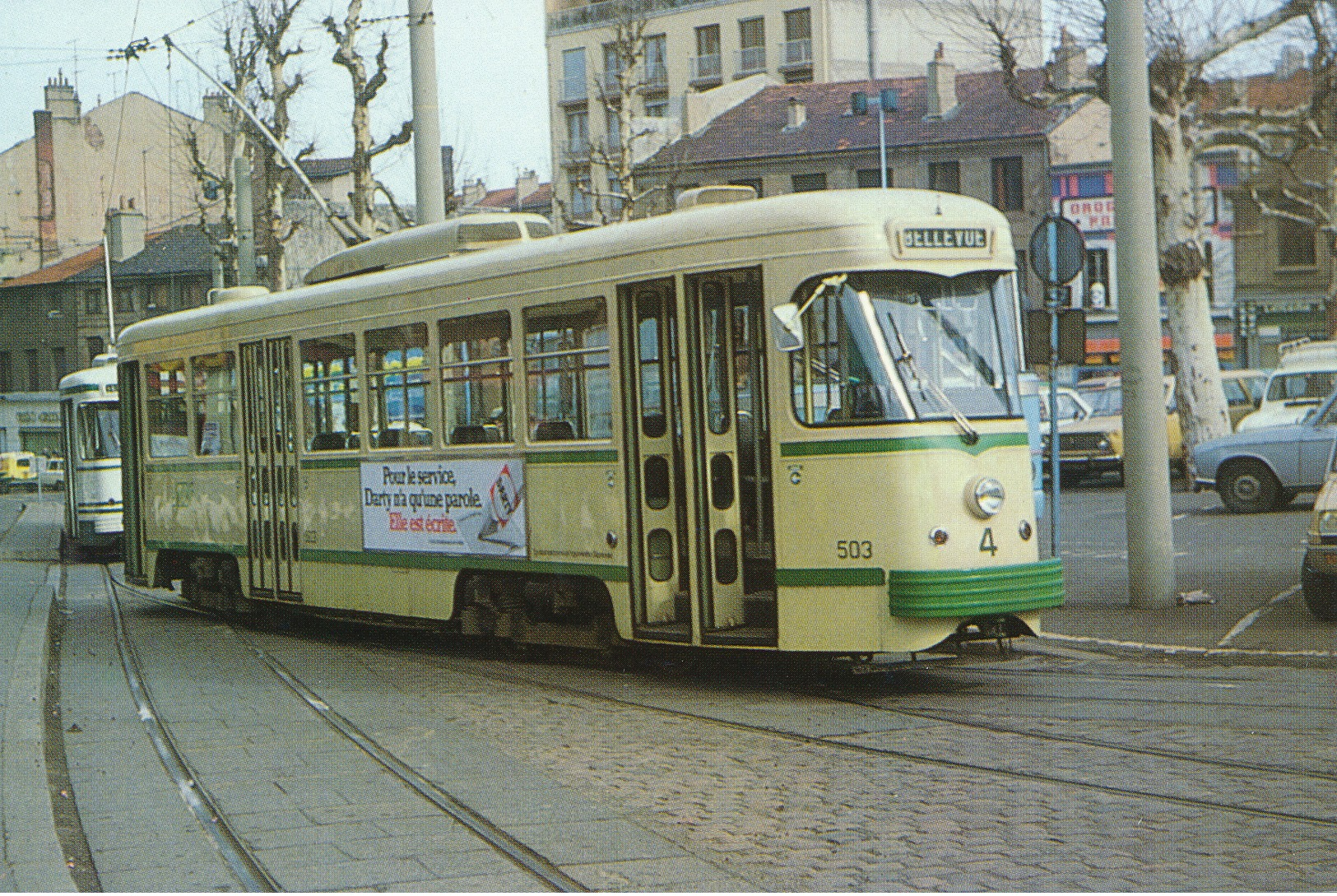 Saint Etienne (42) Motrice PCC N°503 Place Bellevue. Mars 1982 - Saint Etienne