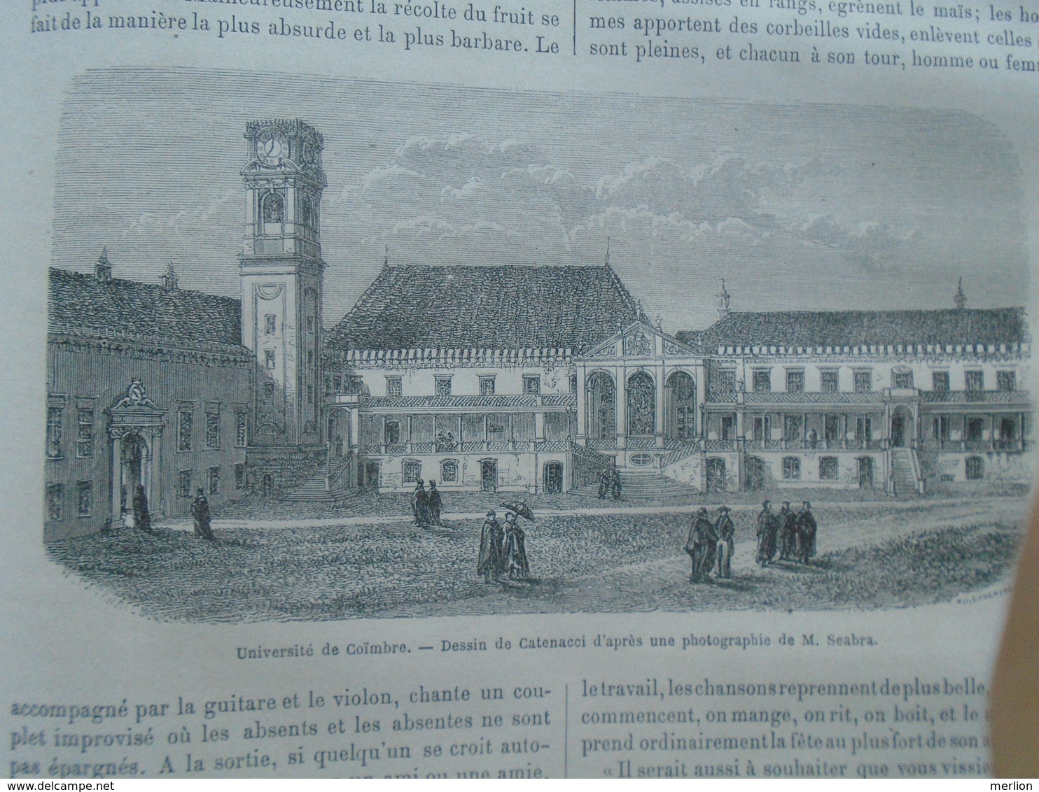 Coimbra - Universidad  - Portugal -    Gravure   -old Engraving 1861 TDM1861.1.299 - Stiche & Gravuren