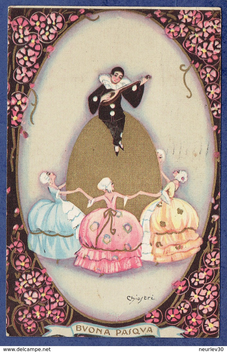 CPA ITALIE - ILLUSTRATEUR CHIOSTRI - BUONA PASQUA - PIERROT ET DANSEUSE - CASA EDITRICE BALLERINI ET FRATINI - Chiostri, Carlo