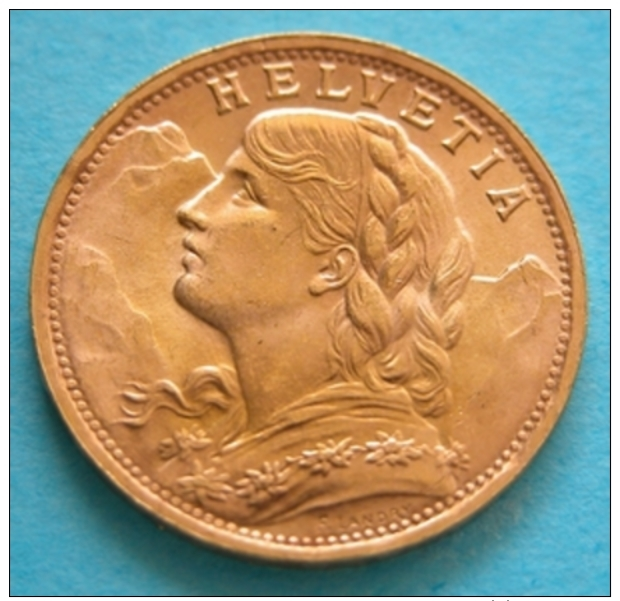 20 Franchi  1935 Gold  Coin Swiss - Andere & Zonder Classificatie