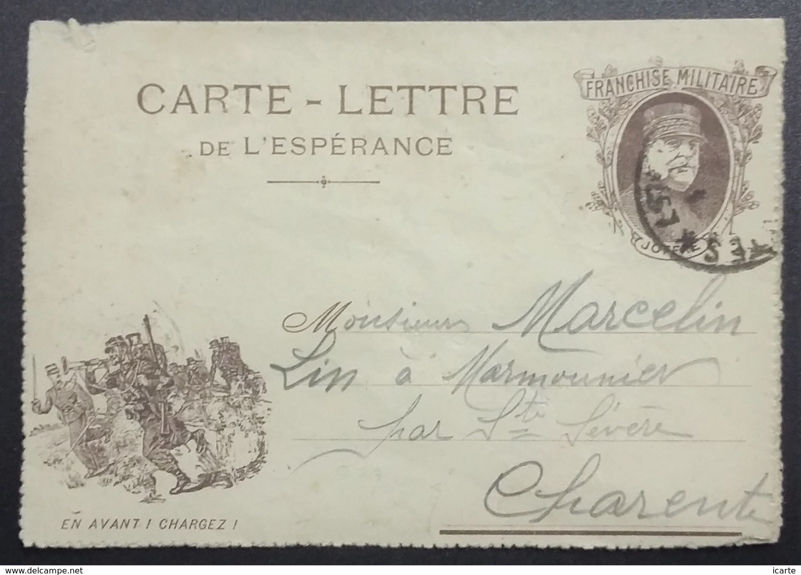 Carte-lettre De Franchise Militaire Illustrée Clairon Charge Et Joffre Du 324e Infanterie > Marmounier Sainte-Sévère - Lettres & Documents