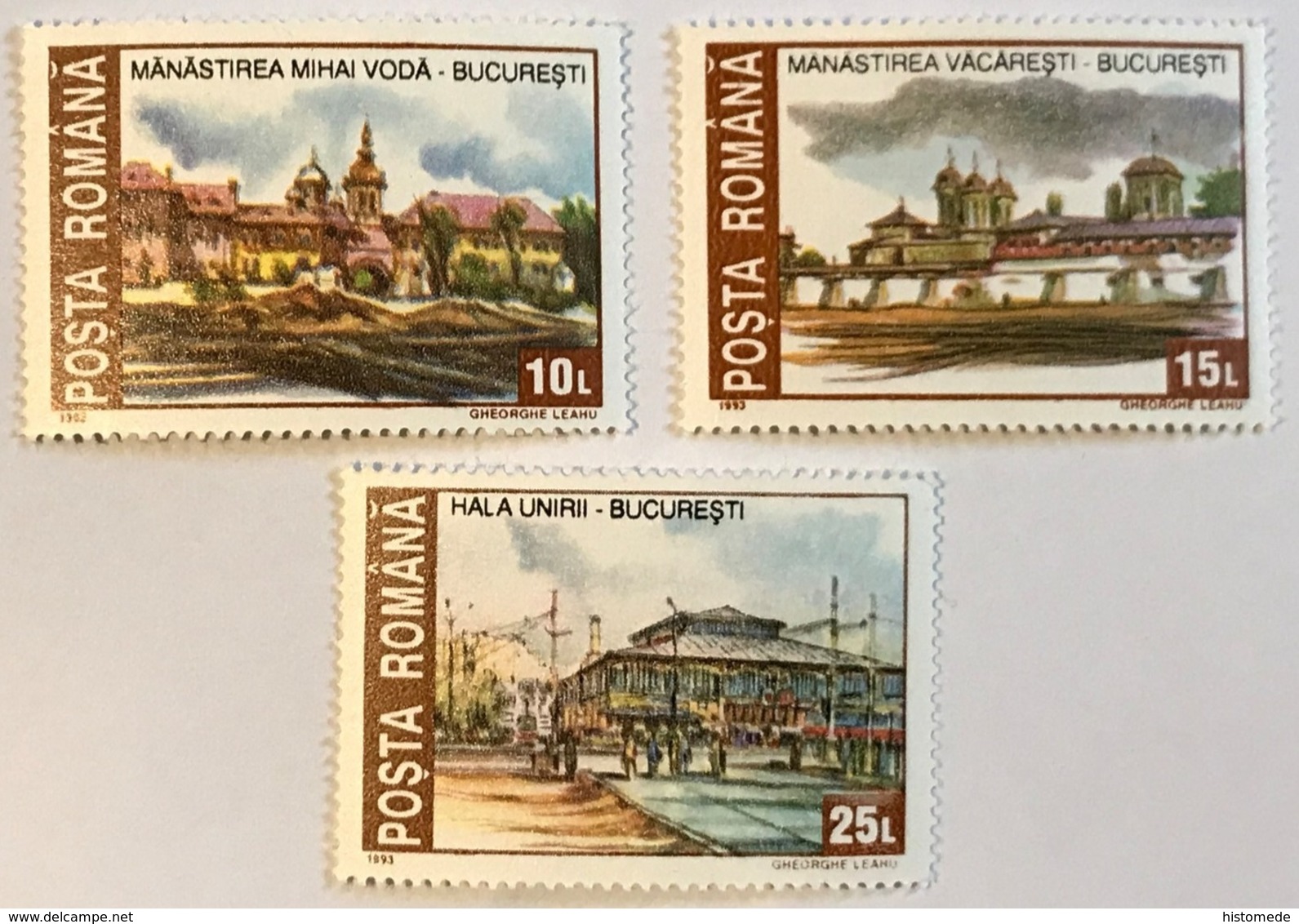 1993 Roumanie Monuments Historiques Détruits Série Incomplète Neuf - Usado