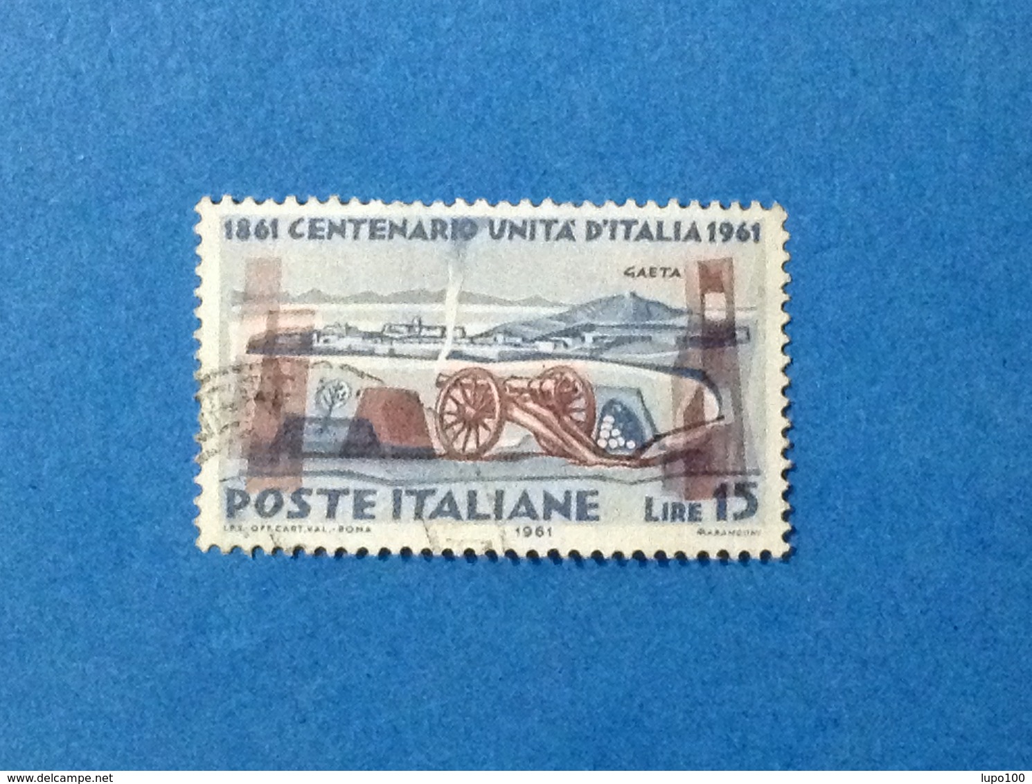 1961 ITALIA CENTENARIO UNITA' D'ITALIA 15 LIRE FRANCOBOLLO USATO ITALY STAMP USED - 1961-70: Usati