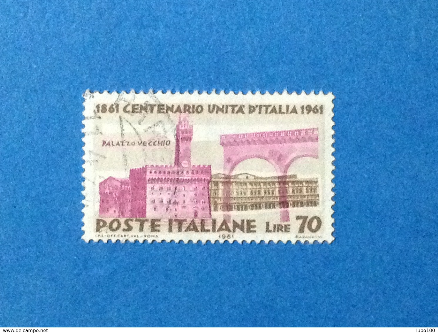 1961 ITALIA CENTENARIO UNITA' D'ITALIA 70 LIRE FRANCOBOLLO USATO ITALY STAMP USED - 1961-70: Usati