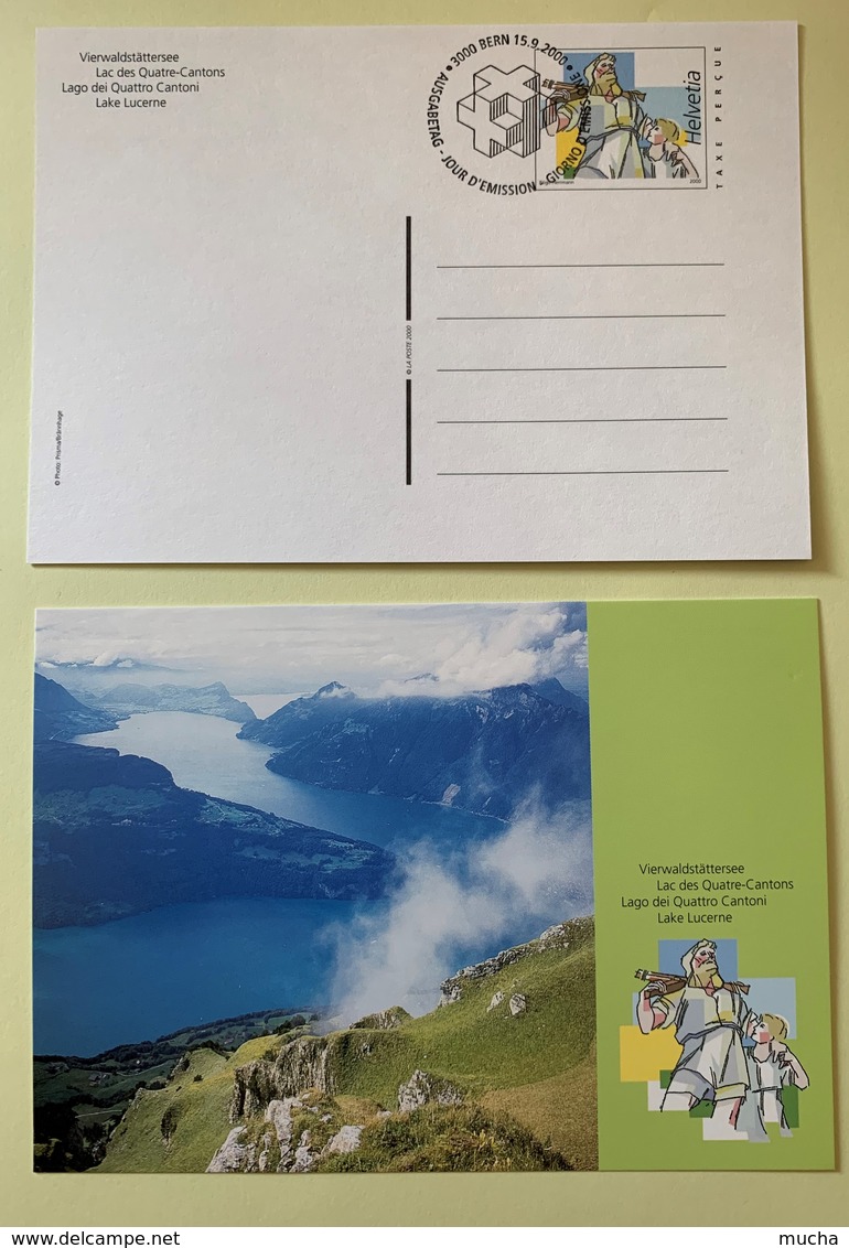 9865 - 2 Entiers Postaux  Lac Des Quatre-Cantons Neuf Et FDC 2000 - Interi Postali