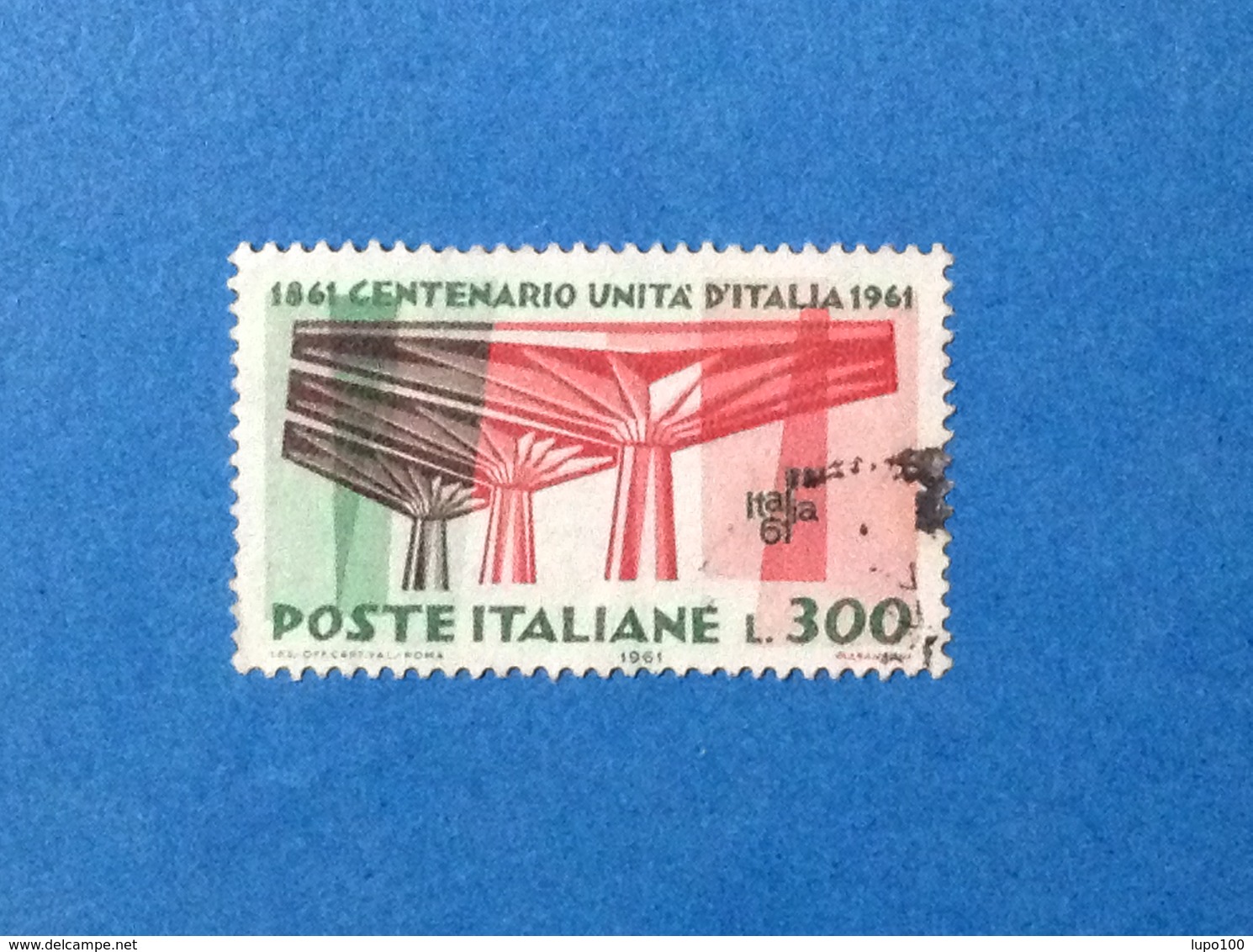 1961 ITALIA CENTENARIO UNITA' D'ITALIA 300 LIRE FRANCOBOLLO USATO ITALY STAMP USED - 1961-70: Usati