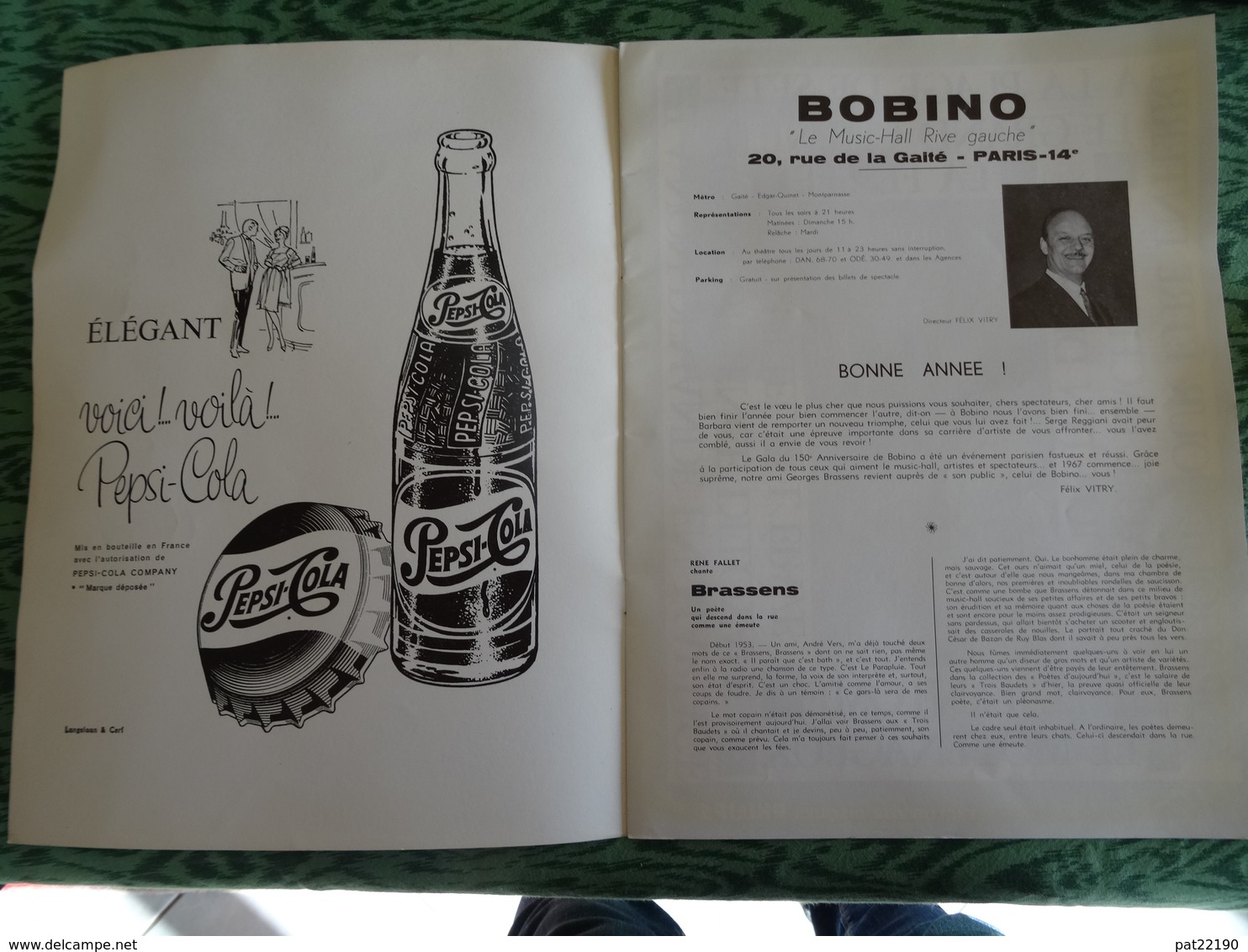 Rare Programme Grand Format Bobino 1966 Brassens Georgette Lemaire Armand Motta Françoise Doucet Les Rios Colette Chevro - Programas