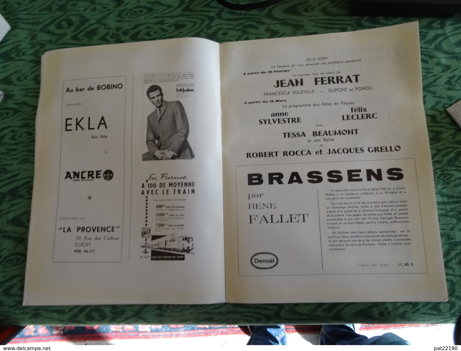 rare programme grand format Bobino 1966 Brassens Georgette Lemaire Armand Motta Françoise Doucet Les Rios Colette Chevro