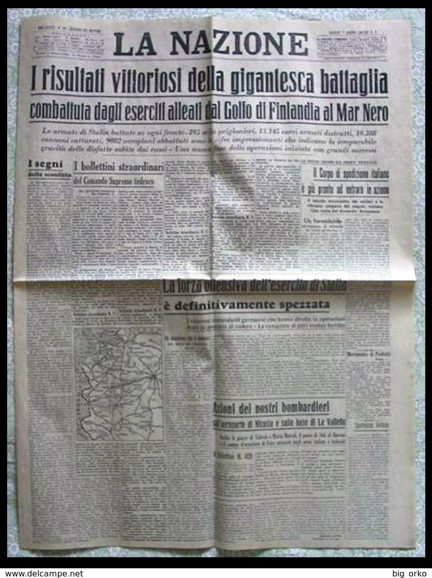 LA NAZIONE &ndash; 7 Agosto 1941 XIX - La Guerra Dal Golfo Di Finlandia Al Mar Nero / Italiani Sul Fronte Orientale - Italien