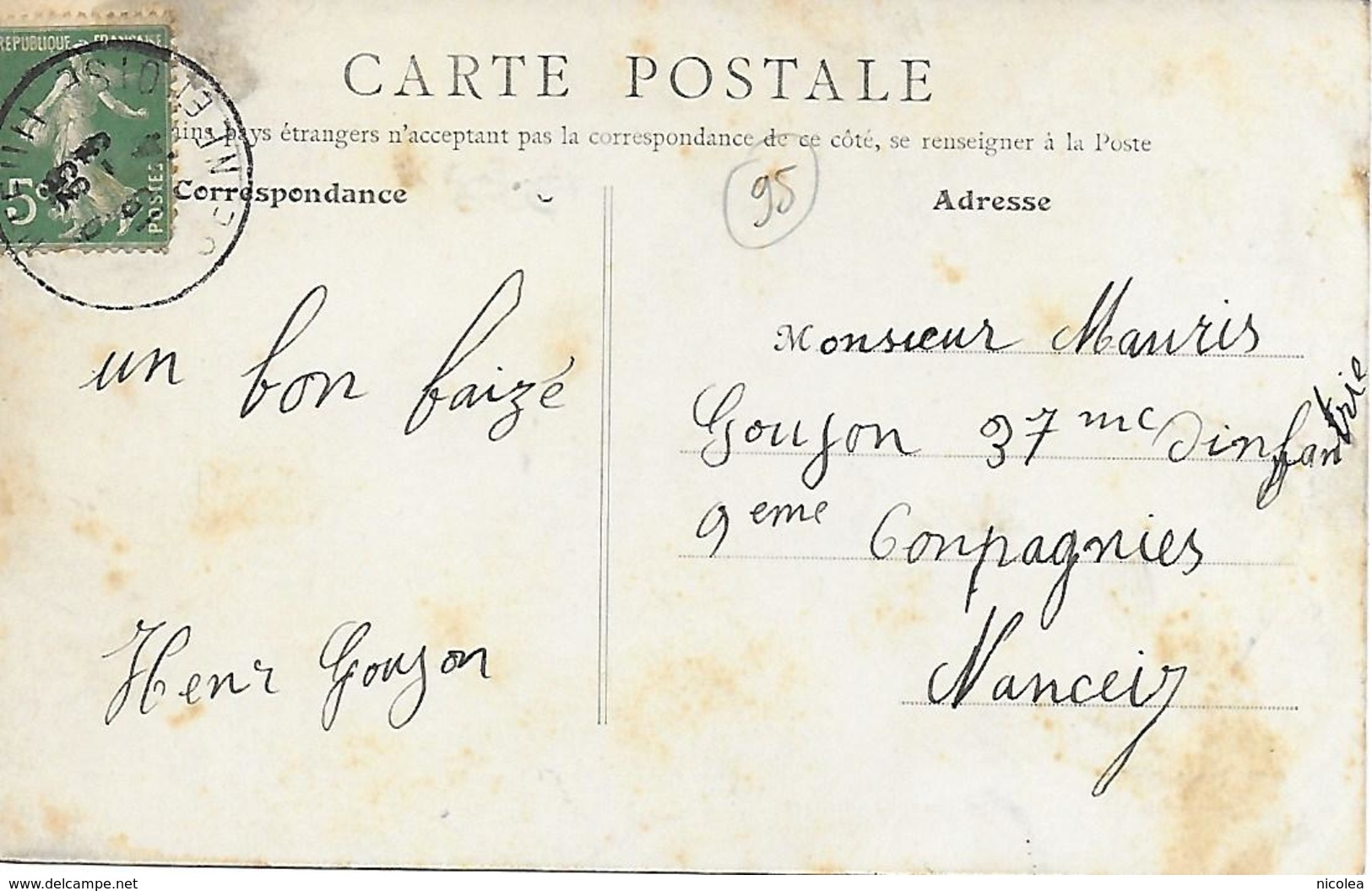 95 - ARGENTEUIL - LES VENDANGES ANIMEES 1914 - PLAN PAS COURANT - 2 SCANS - B.F. PARIS BON ETAT - PORT GRATUIT - Argenteuil