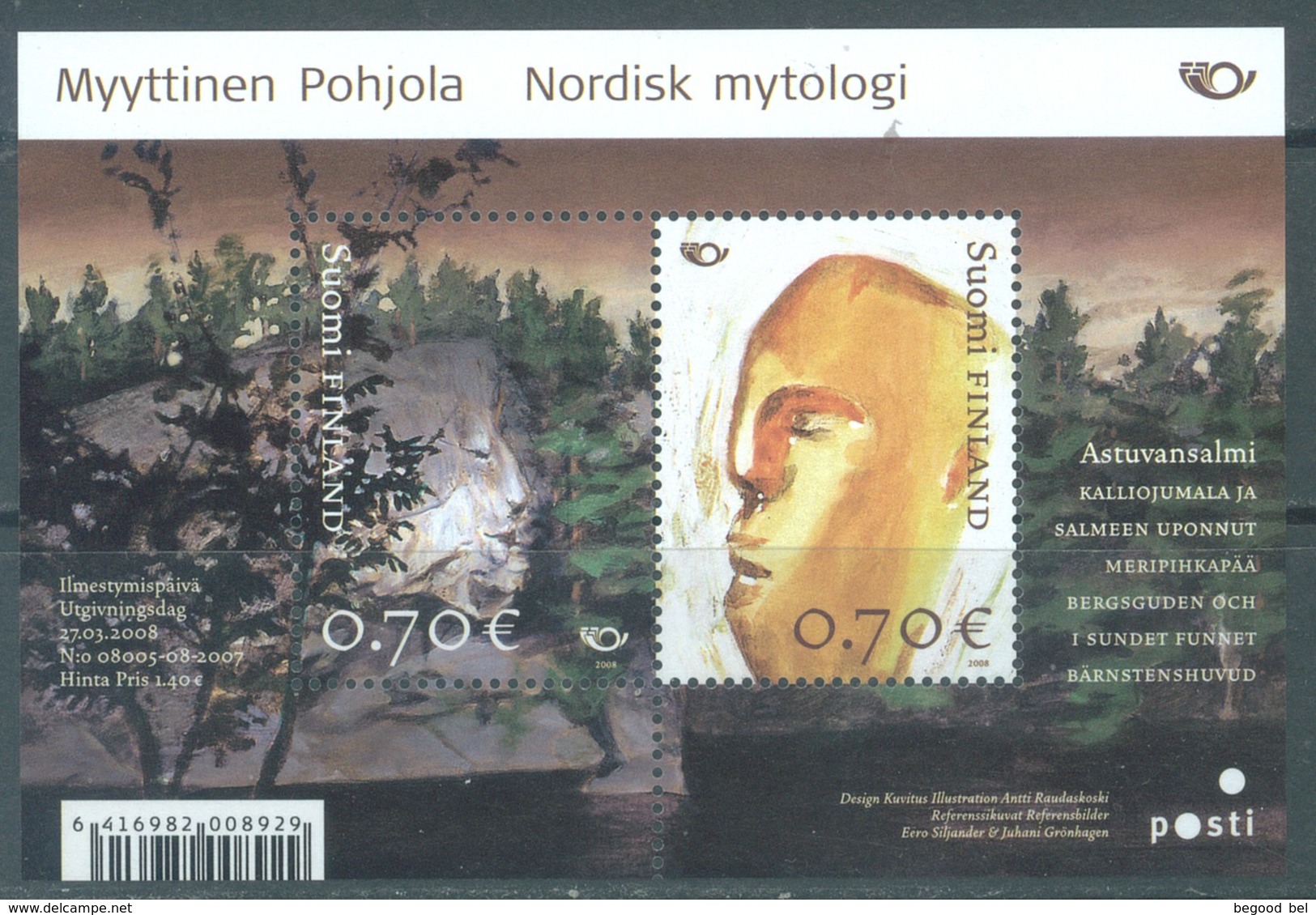 FINLAND - MNH/*** LUXE - 2008 - NORDIC MYTHOLOGIE - Yv BLOC 48 - Lot 21109 - Blocs-feuillets