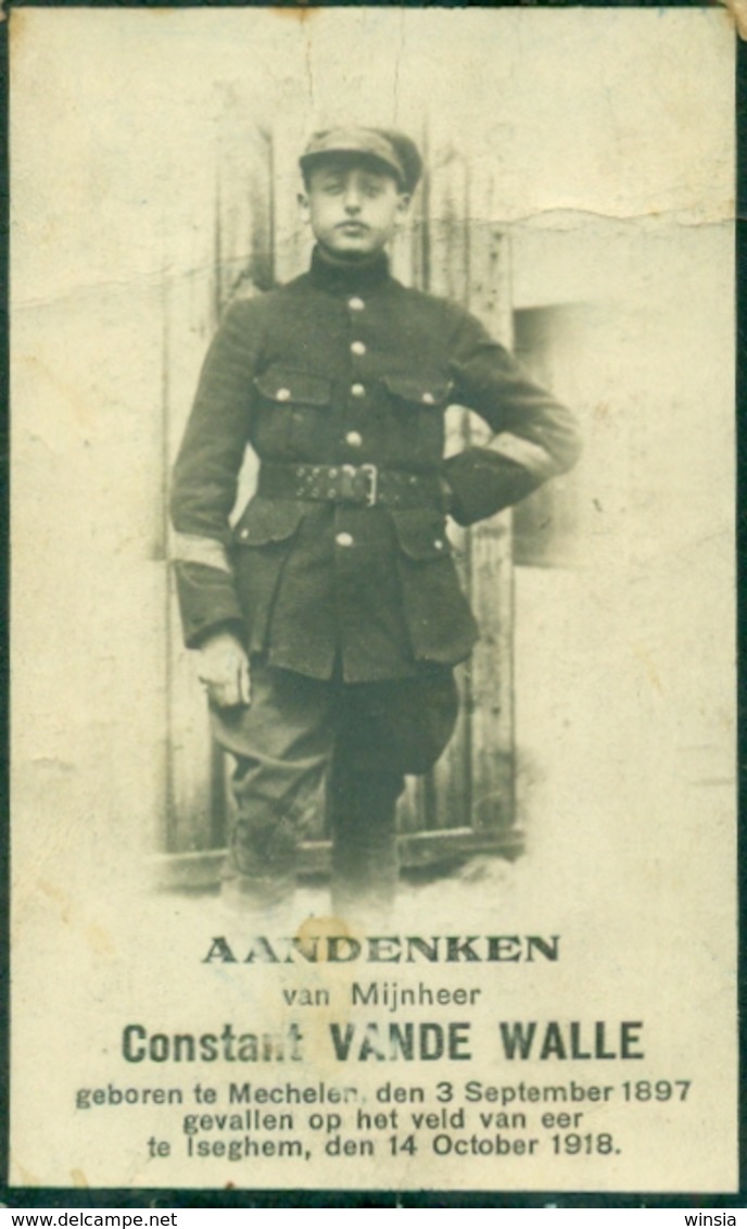 WO1 / WW1 - Doodsprentje Vande Walle Constant - Mechelen / Izegem - Gesneuvelde - Décès