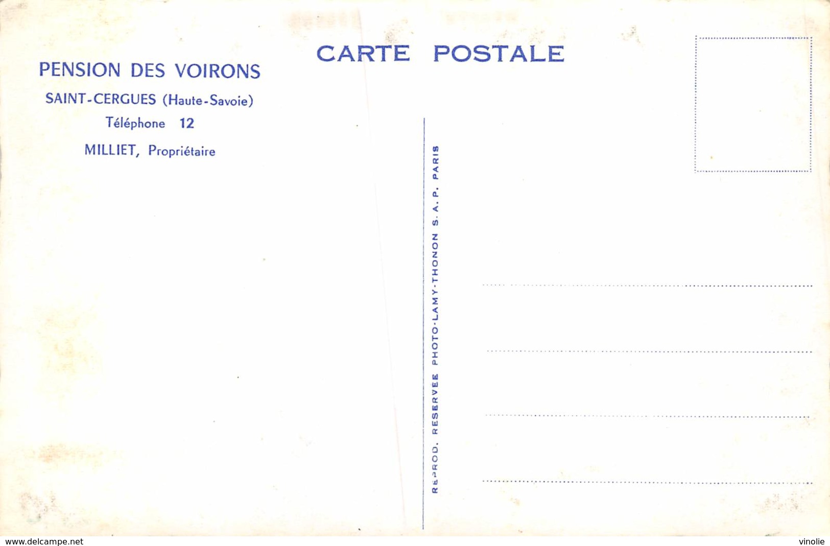 20-681 : SAINT-CERGUES. HOTEL-PENSION DES VOIRONS. MILLIET - Saint-Cergues