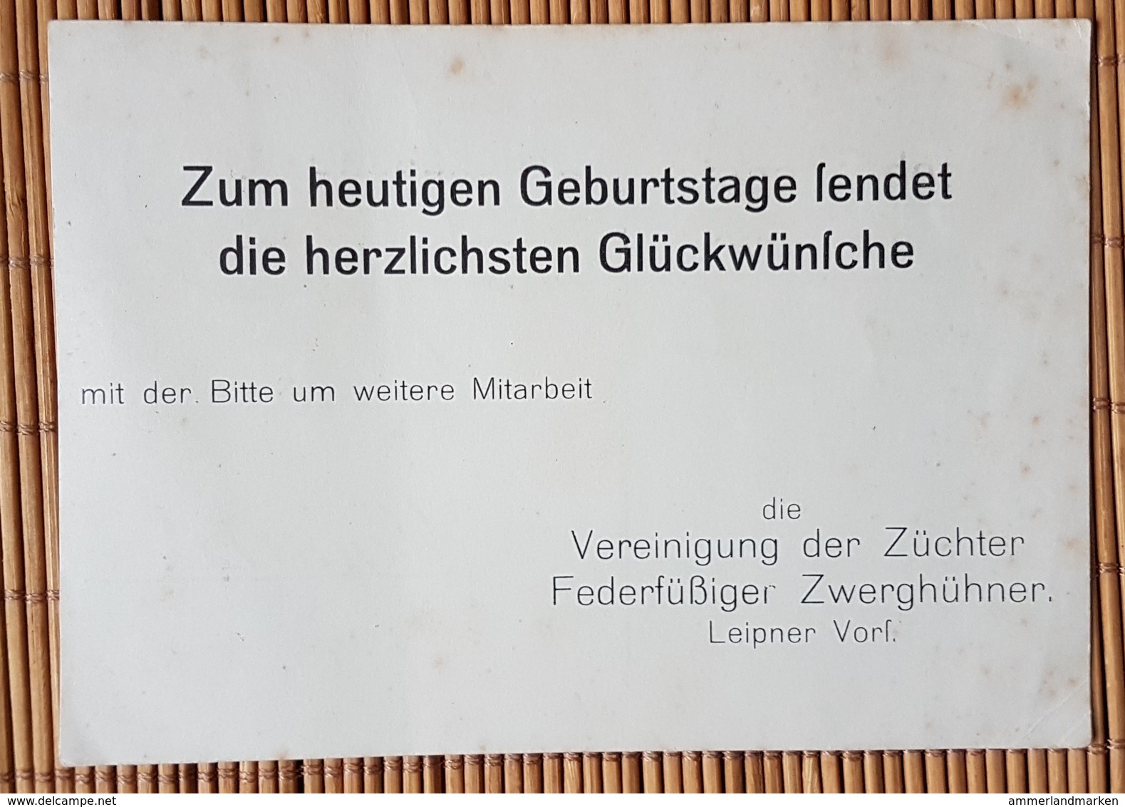 Werbe- Drucksache Vereinigung Der Züchter Fedetfüssiger Zwerghühner, Leipzig, Gelaufen 1932 - Briefe U. Dokumente