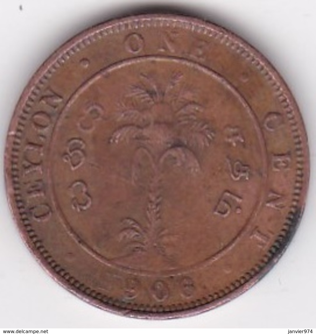 Ceylon One Cent 1906. Edward VII. Copper. KM# 102 - Sri Lanka