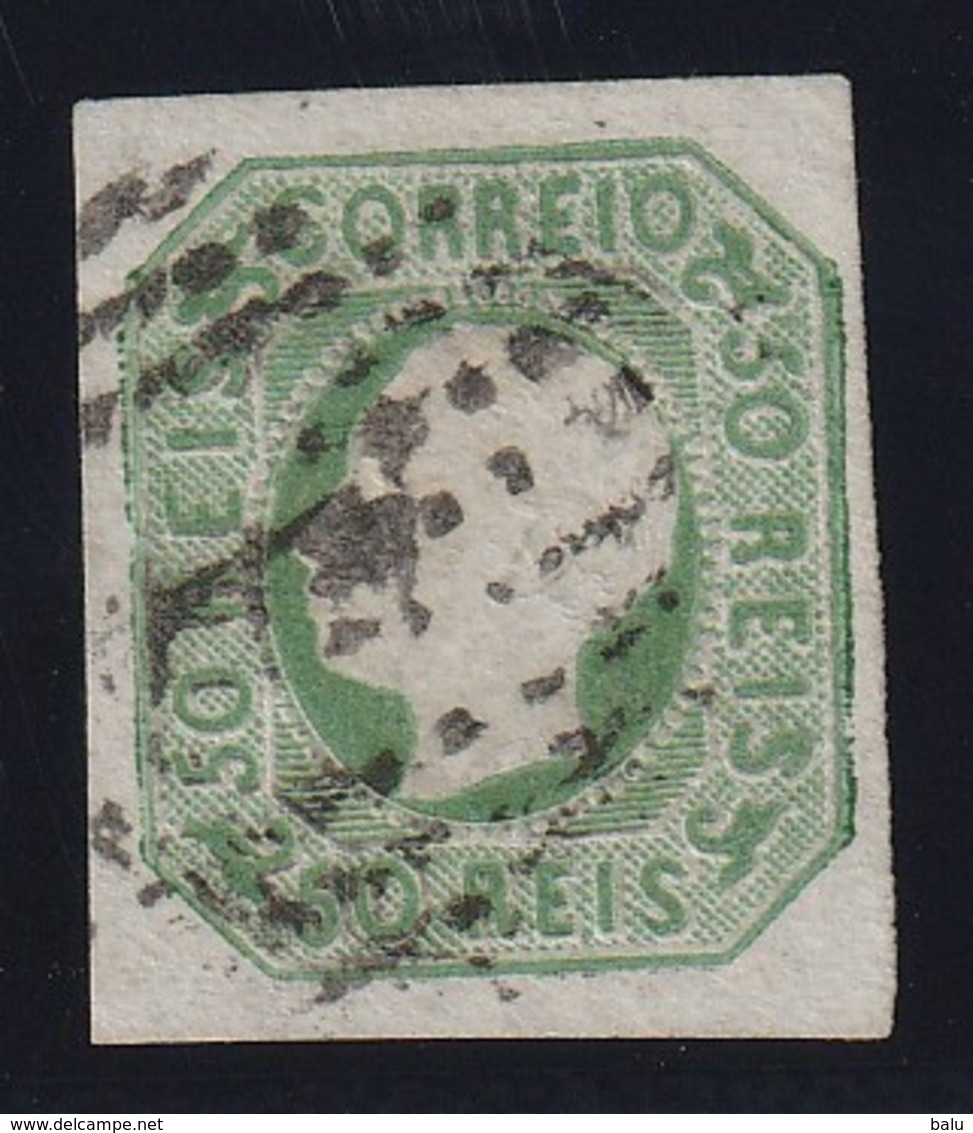 Portugal 1862 Michel Nr. 15 50 R. König Vollrandiges Gestempeltes Prachtstück, Michel 110,-€, Yvert No. 16 - Usati