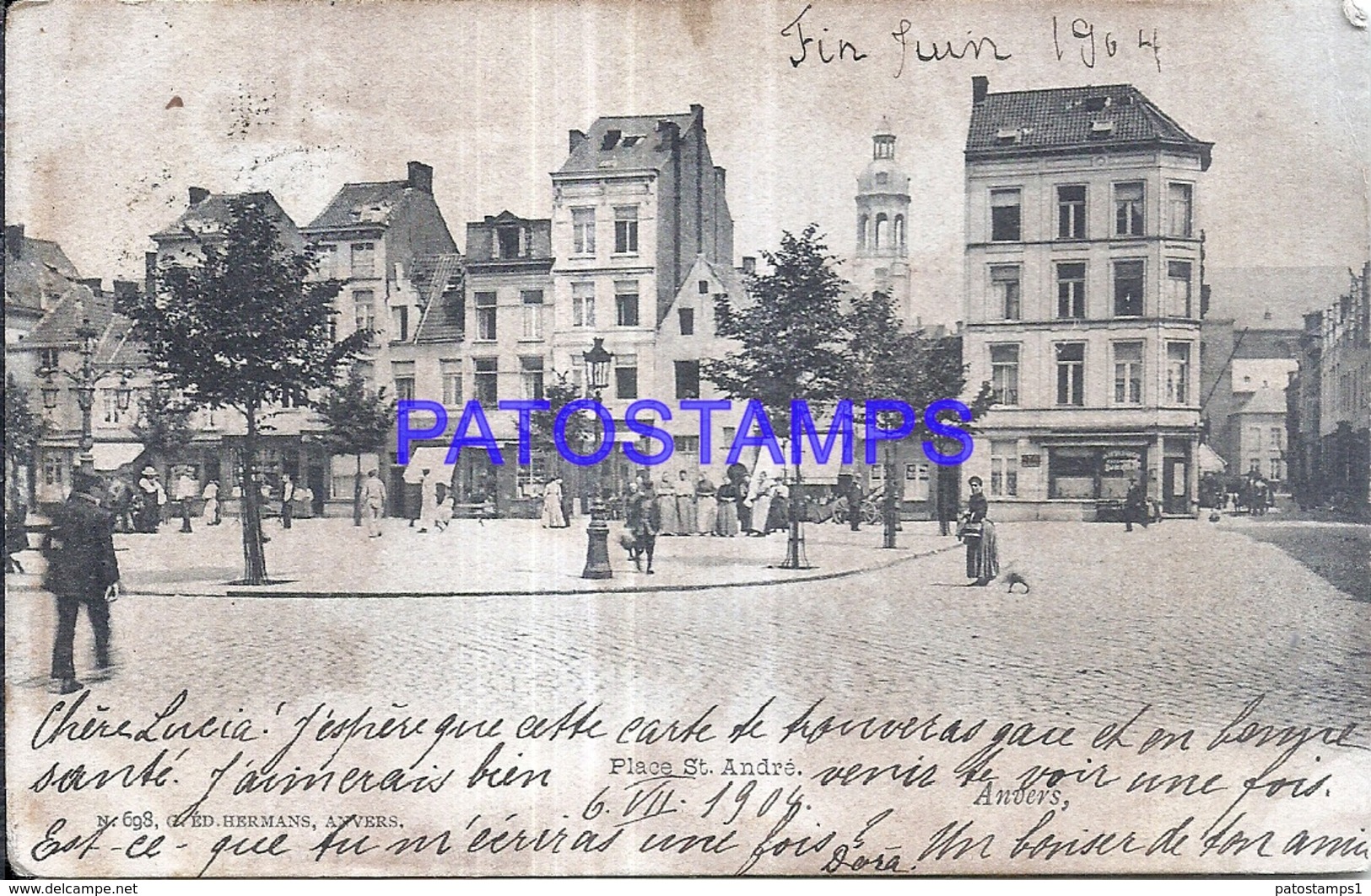 128256 BELGIUM ANVERS SQUARE ST ANDRE SPOTTED POSTAL POSTCARD - Altri & Non Classificati