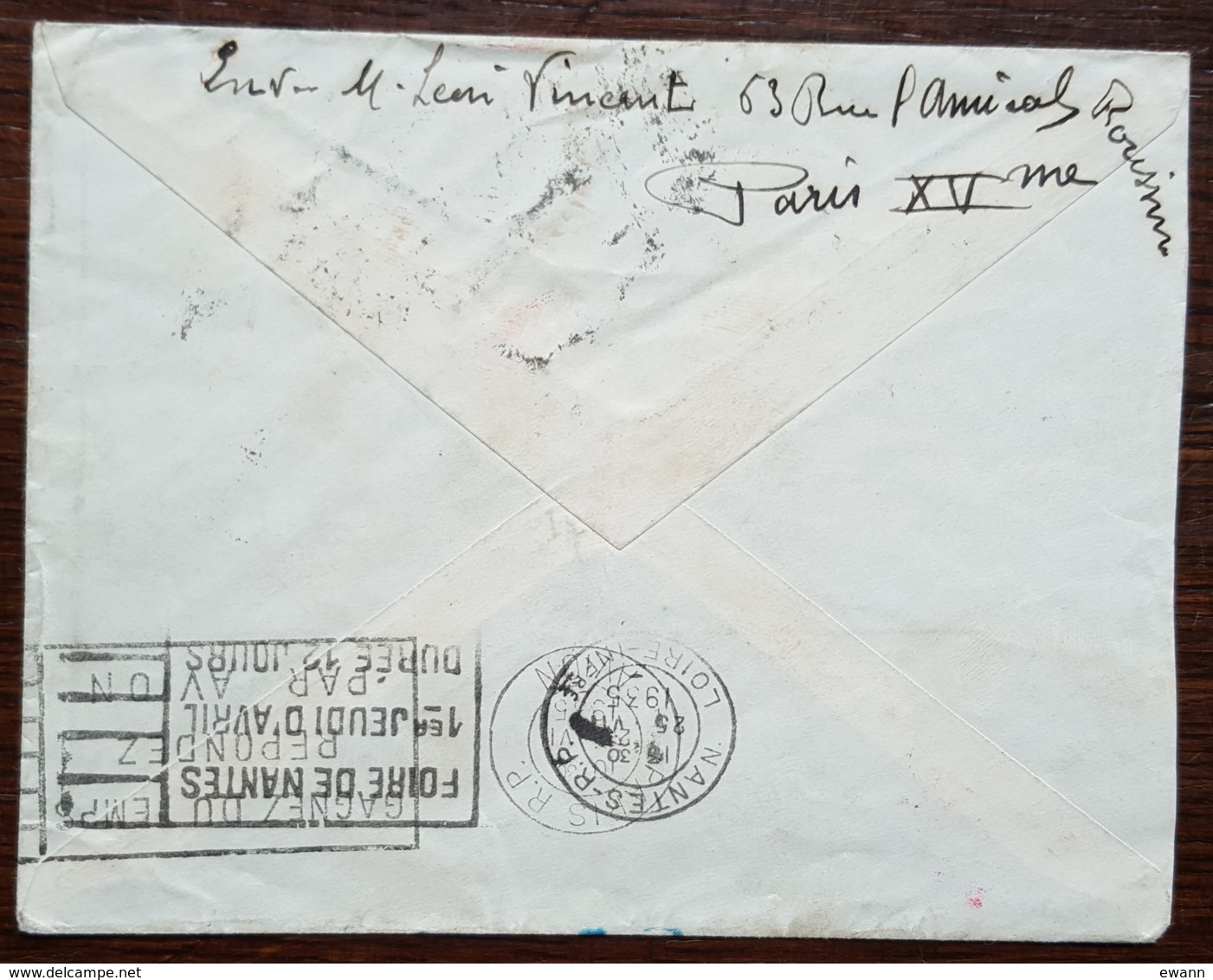 YT N°299 Sur Lettre - Paquebot Normandie / 1ère LIAISON POSTALE AERIENNE STE AIR BLEU - 1936 - Lettres & Documents